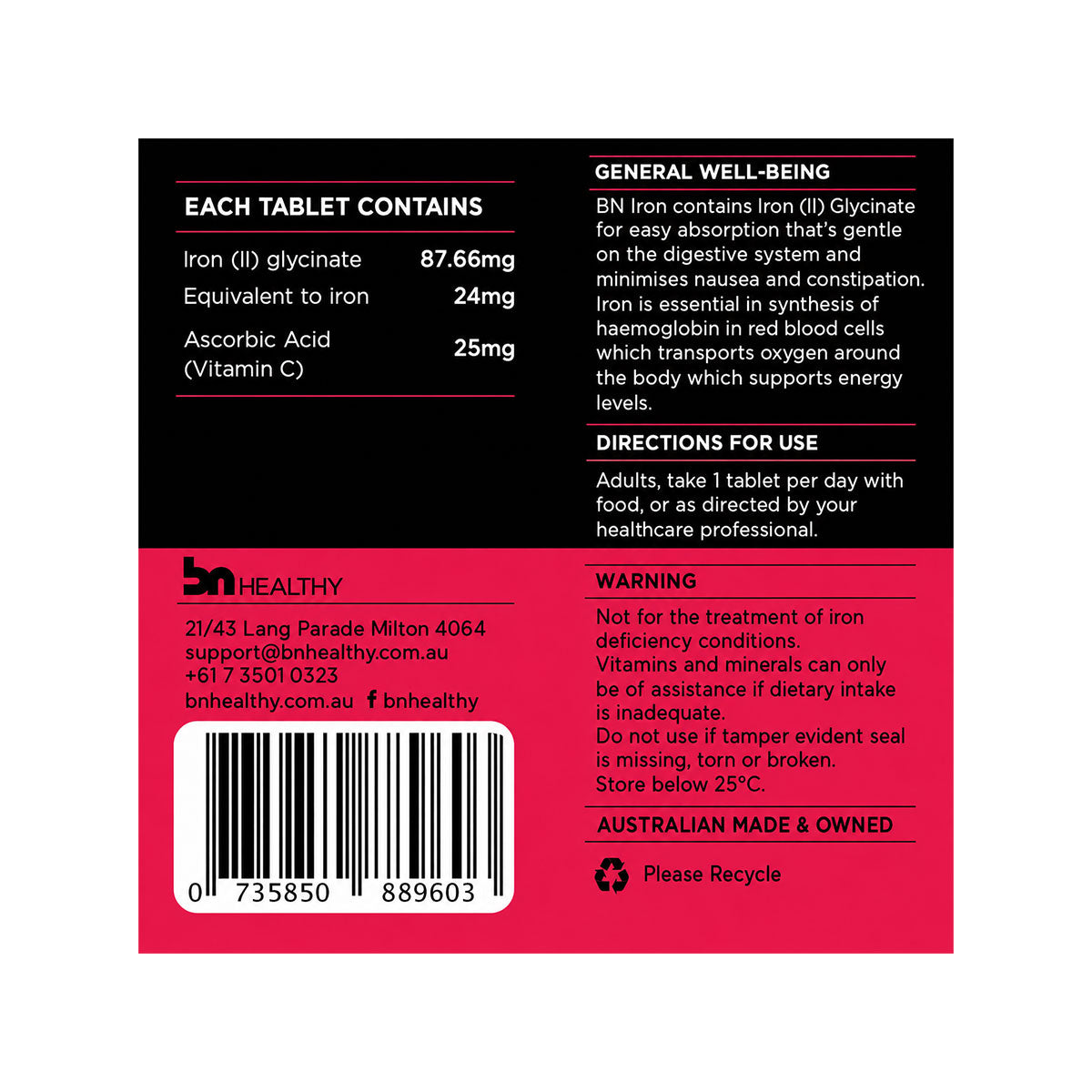 BN Healthy BN Iron Tablets Ingredients List
