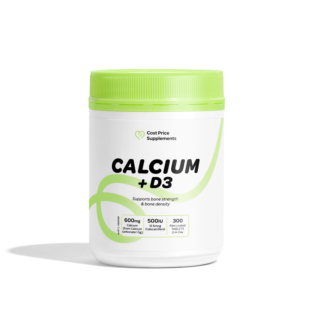 Cost Price Supplements Calcium + Vitamin D3 Tablets – 300 tablets - calcium and vitamin D supplement to support bone strength, calcium absorption, muscle function, and daily nutritional support