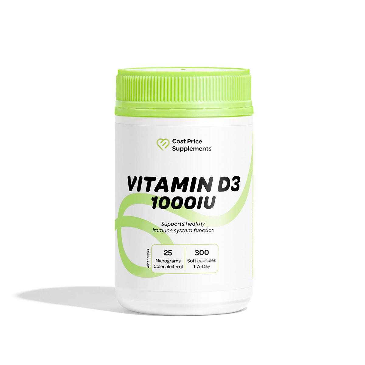 Cost Price Supplements Vitamin D3 Soft Gel Capsules – 300 capsules -high-strength vitamin D supplement to support bone health, calcium absorption, immune function, and everyday wellbeing