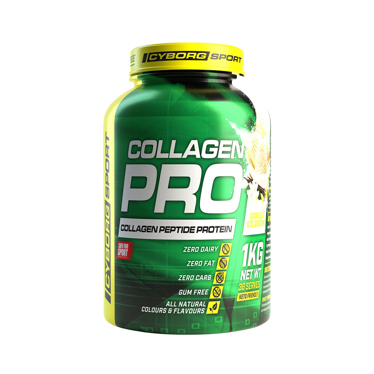 Cyborg Sport Collagen Pro (collagen peptide protein) 35 serves 1kg Vanilla Flavour