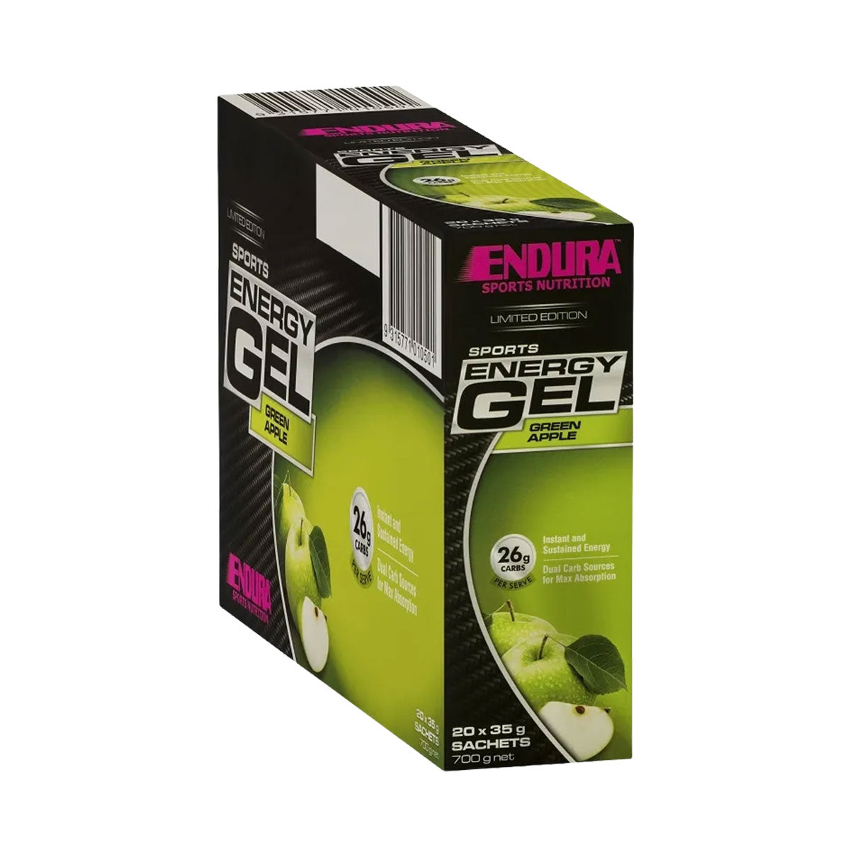 Endura Sports Energy Gel Box of 20 green apple flavour