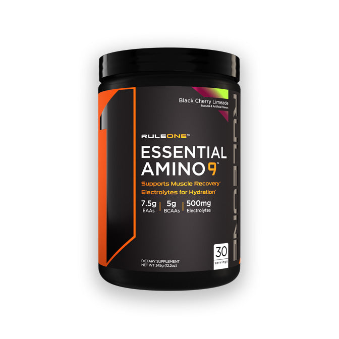 Rule 1 Essential Amino 9 recovery & hydration black cherry limeade flavour