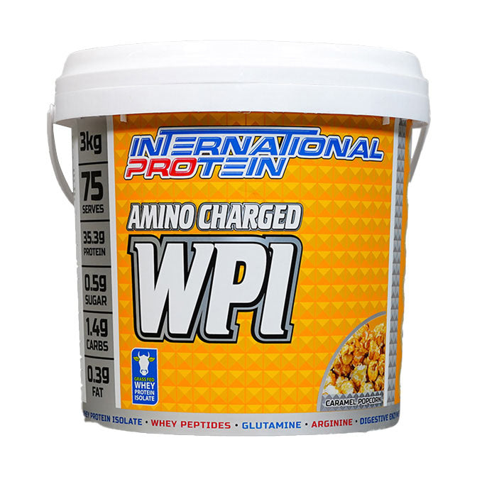 International Protein Amino Charged WPI 75 serves 3kg Caramel Popcorn Flavour