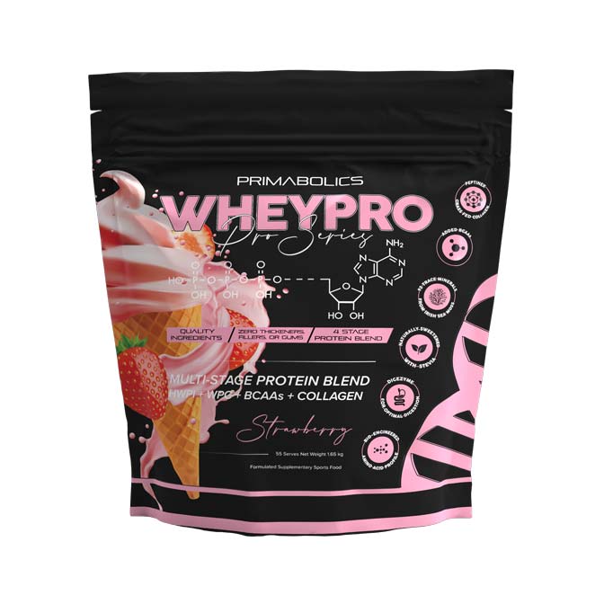 Primabolics Whey Pro Protein Powder 55 serves 1.65kg Strawberry flavour