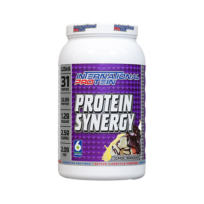 International Protein Protein Synergy 31 serves 1.25kg Choc Banana Flavour