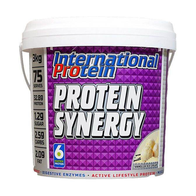 International Protein Protein Synergy 75 serves 3kg Vanilla Ice Cream Flavour