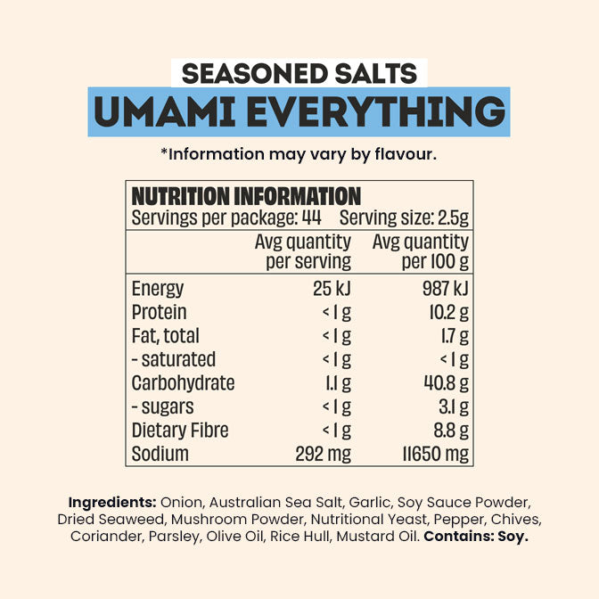 Mingle Seasoned Salts Umami Everything Nutrition Information