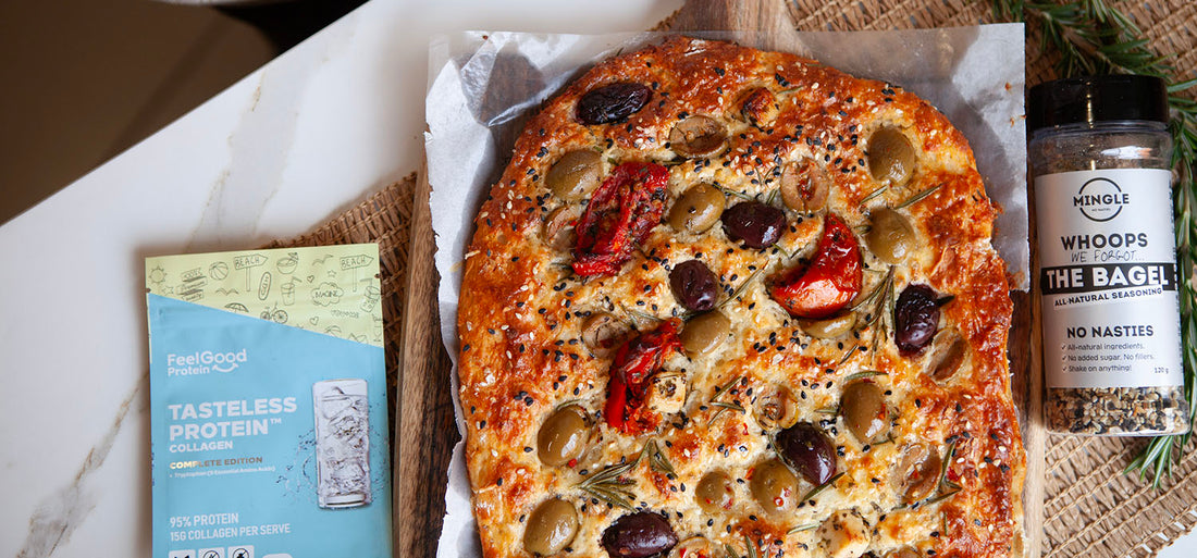 Easy No Knead Protein Focaccia