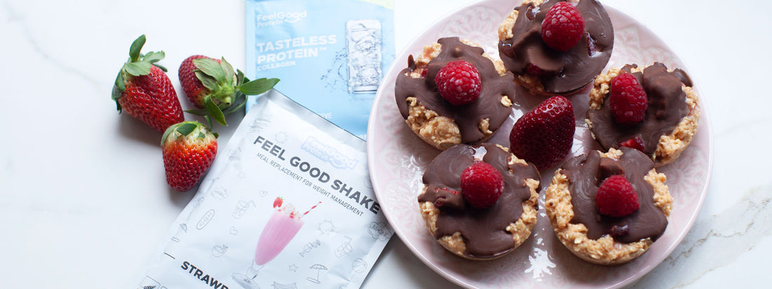 No bake oats berry breakfast bites with Tasteless Protein and Feel Good Shake