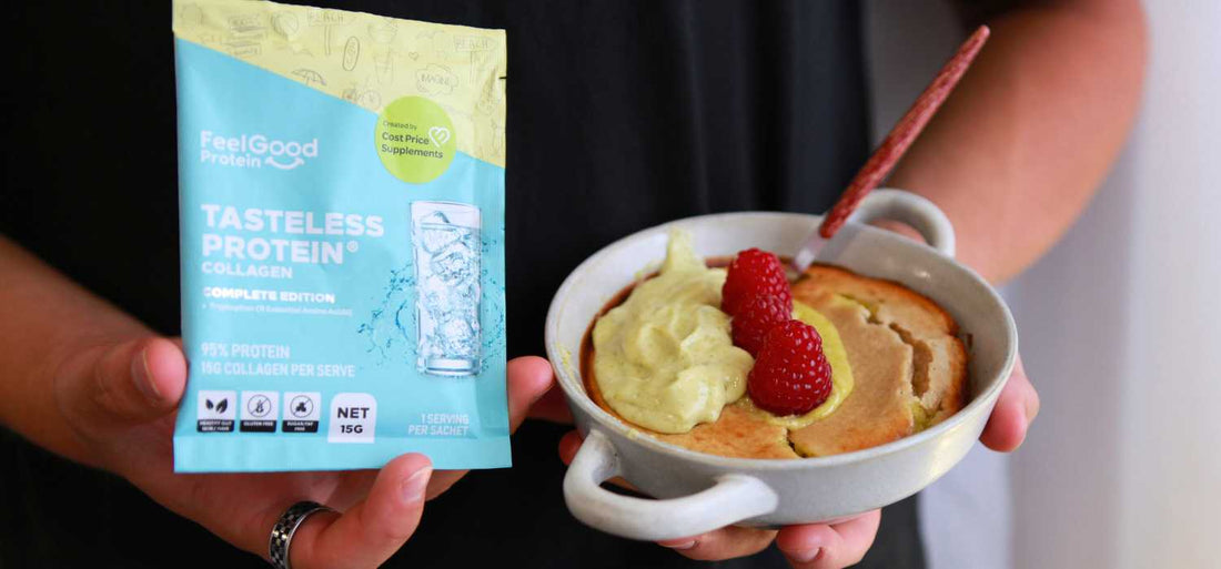 Pistachio Baked Protein Oats Recipe using Tasteless Protein Collagen by Feel Good Protein