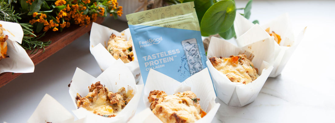 Pumpkin, Feta and Herb Protein Muffins with Tasteless Protein