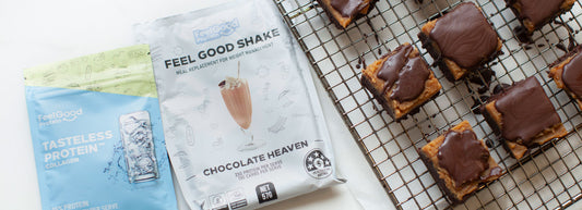 Salted Caramel Chocolate Protein Slice with Feel Good Shake and Tasteless Protein