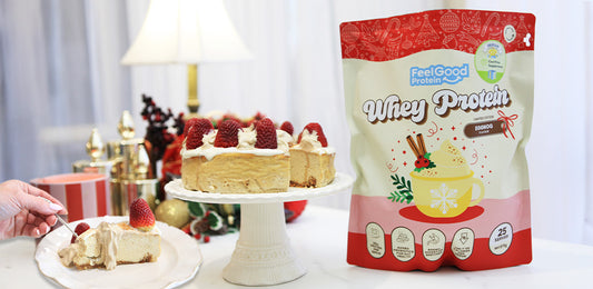 Low Carb Eggnog Cheesecake Recipe by Feel Good Protein