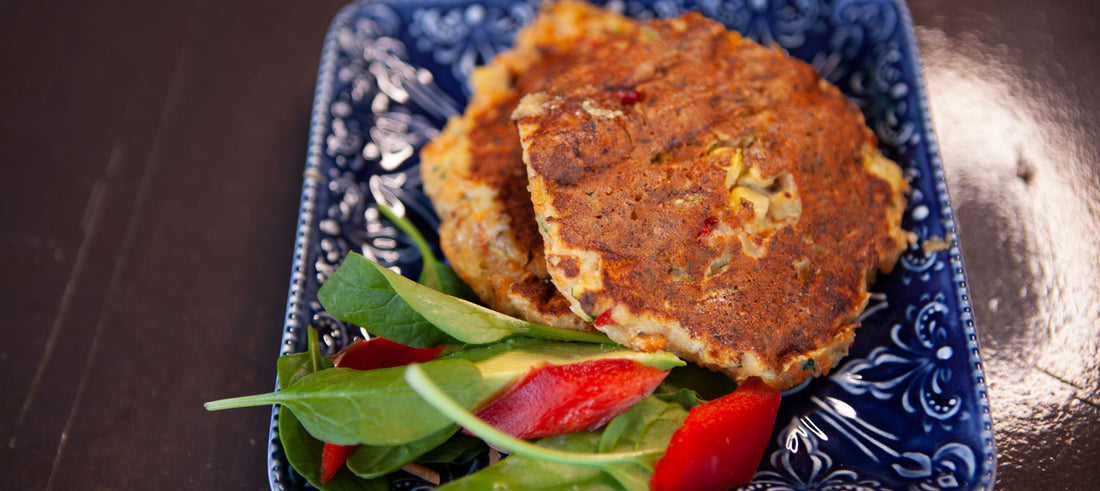 Zucchini fritters made with Tasteless Protein