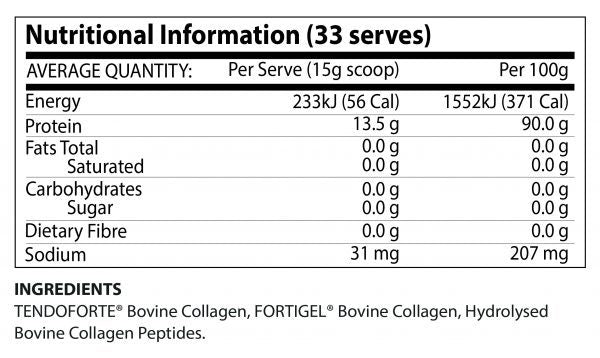 JOLT Collagen Peptides by ATP Science 500g Nutrition Information and Ingredients