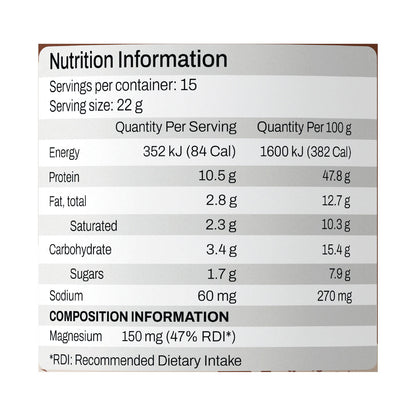 ATP Science Noway Hot Chocolate + Magnesium 15 serves 330g Nutrition Information