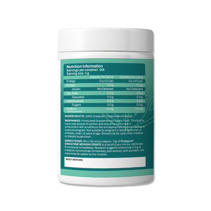 ATP Science Creapure Creatine Monohydrate 500g 166 serves Back Panel