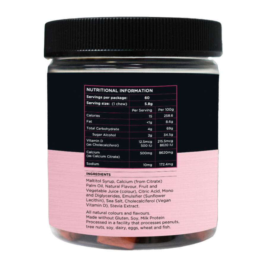 BN Fudge Calcium Soft Chews Raspberry Flavour Nutrition Information and Ingredients