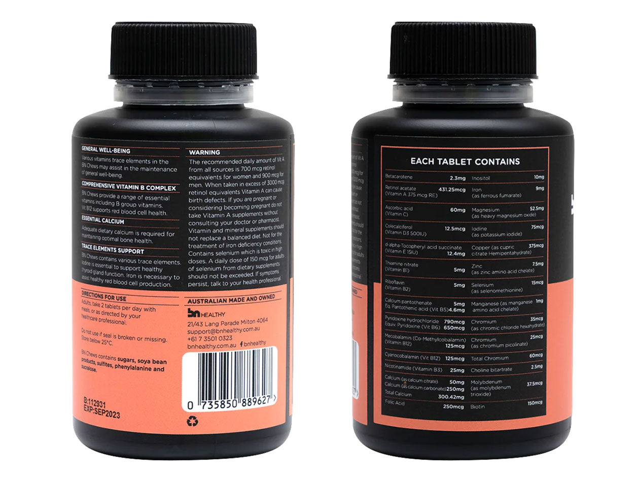 BN Chews - Bariatric Multivitamin - BN Healthy BN Multi - Back Panels