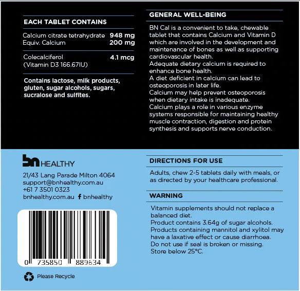 BN Calcium and Vitamin D 90 Chewable Tablets by BN Multi