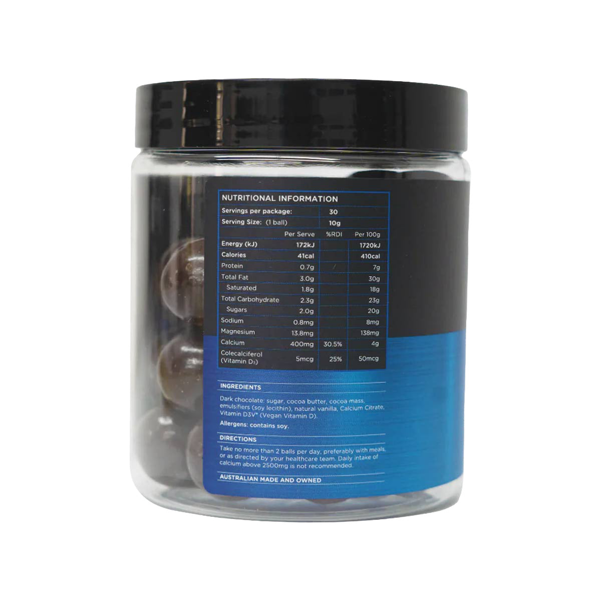 BN Healthy Chocolate Balls Back panel Nutrition Information and Ingredients