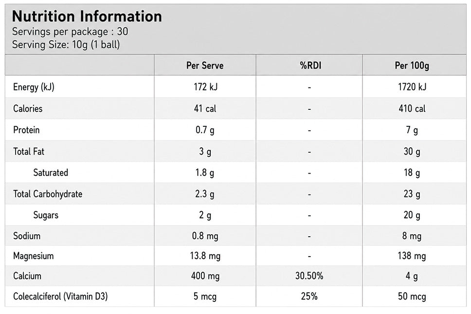 BN Chocolate - Calcium & Vitamin D 30 Balls by BN Healthy Nutrition Information