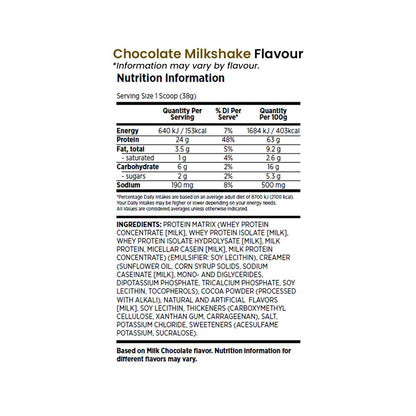 BSN Syntha-6 Edge Protein 1.64kg Chocolate Milkshake Flavour Nutrition Information and Ingredients