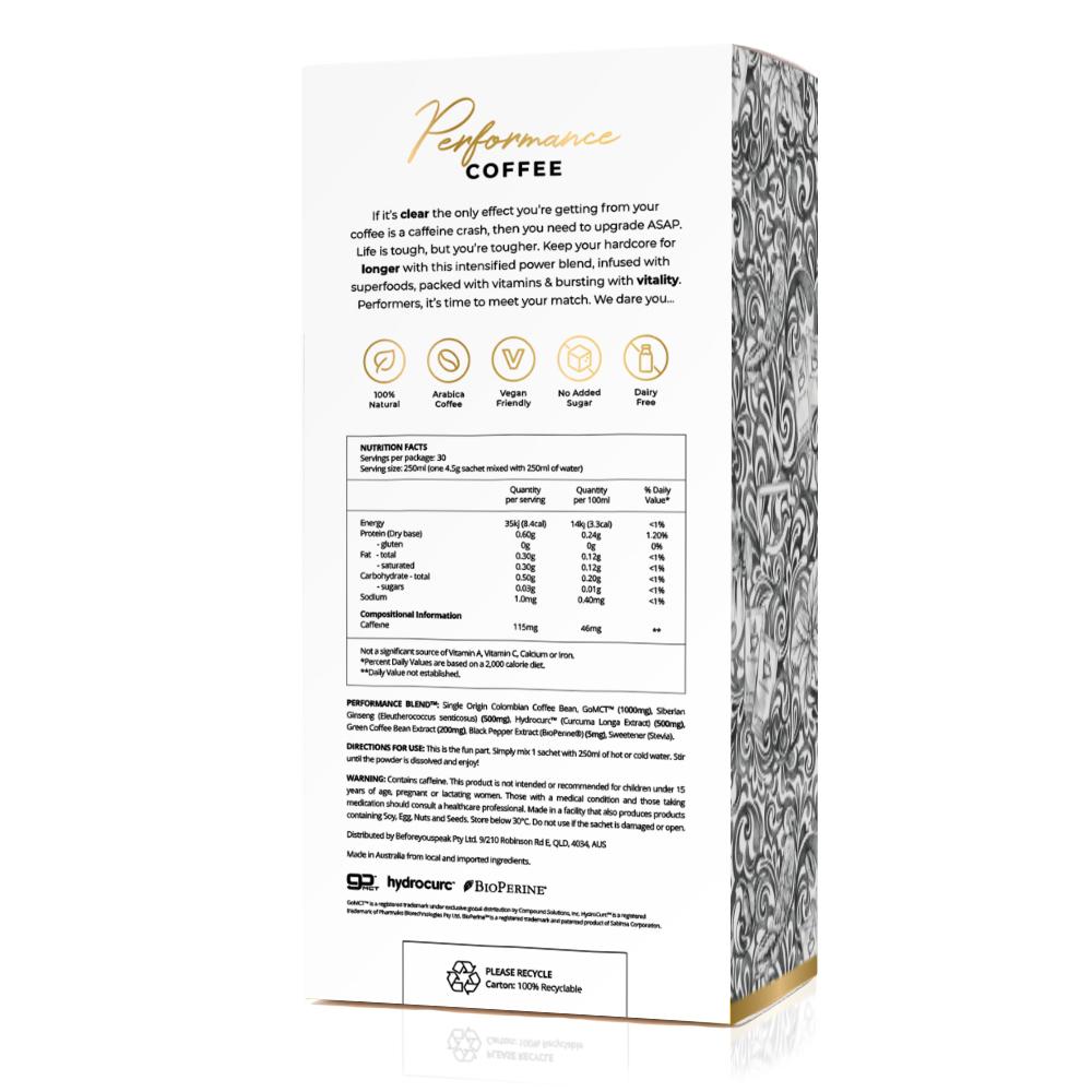Before You Speak Performance Coffee 30 Sachets The OG Flavour - Back View