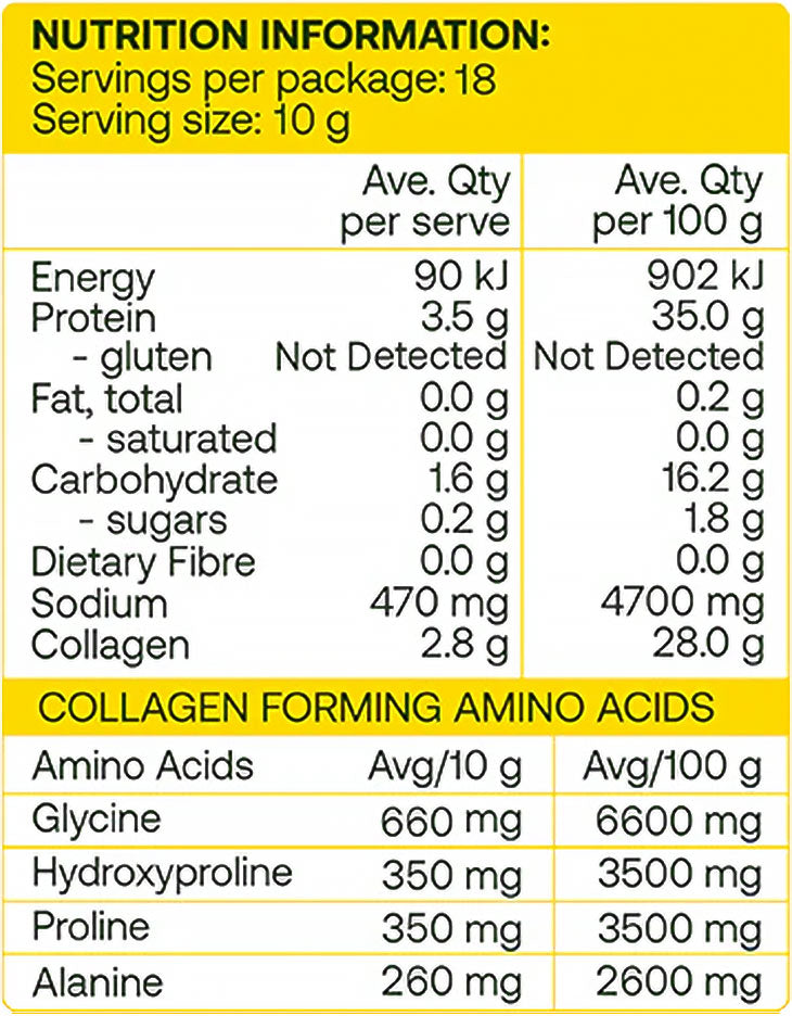 Best of the Bone Chicken Bone Broth Concentrate 180g Nutrition Information