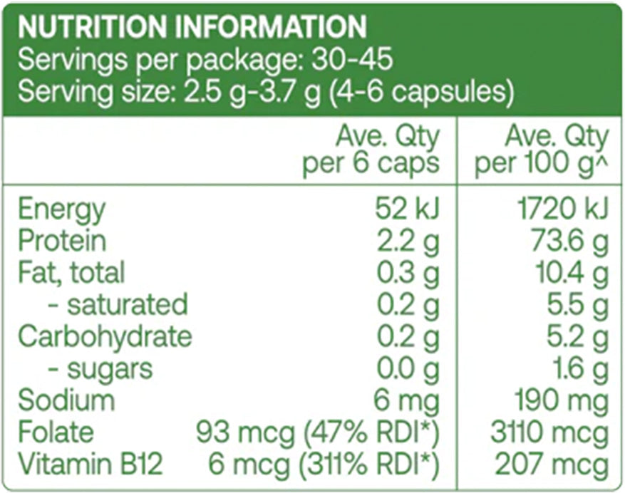 Best of the Bone Beef Liver 180 capsules Nutrition Information