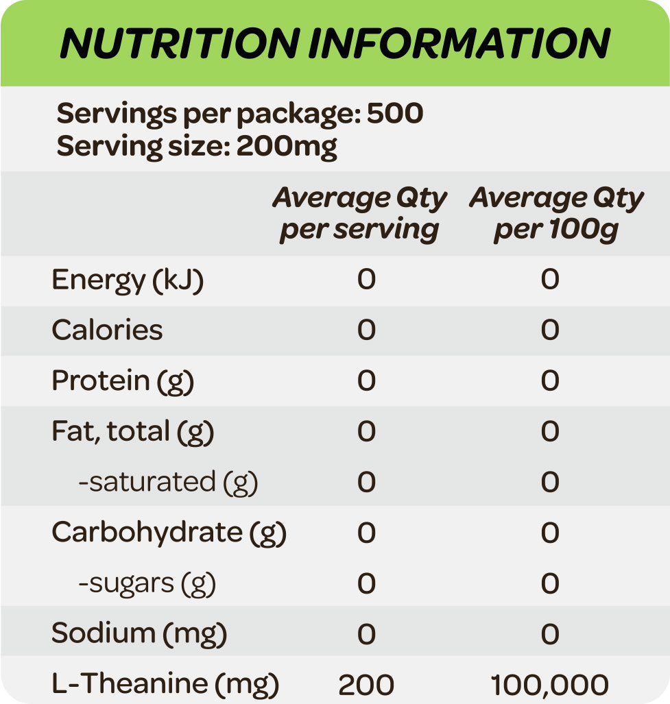 Cost Price Supplements L-Theanine 100g Nutrition Information