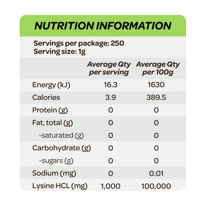 Cost Price Supplements Lysine HCL Nutrition Information