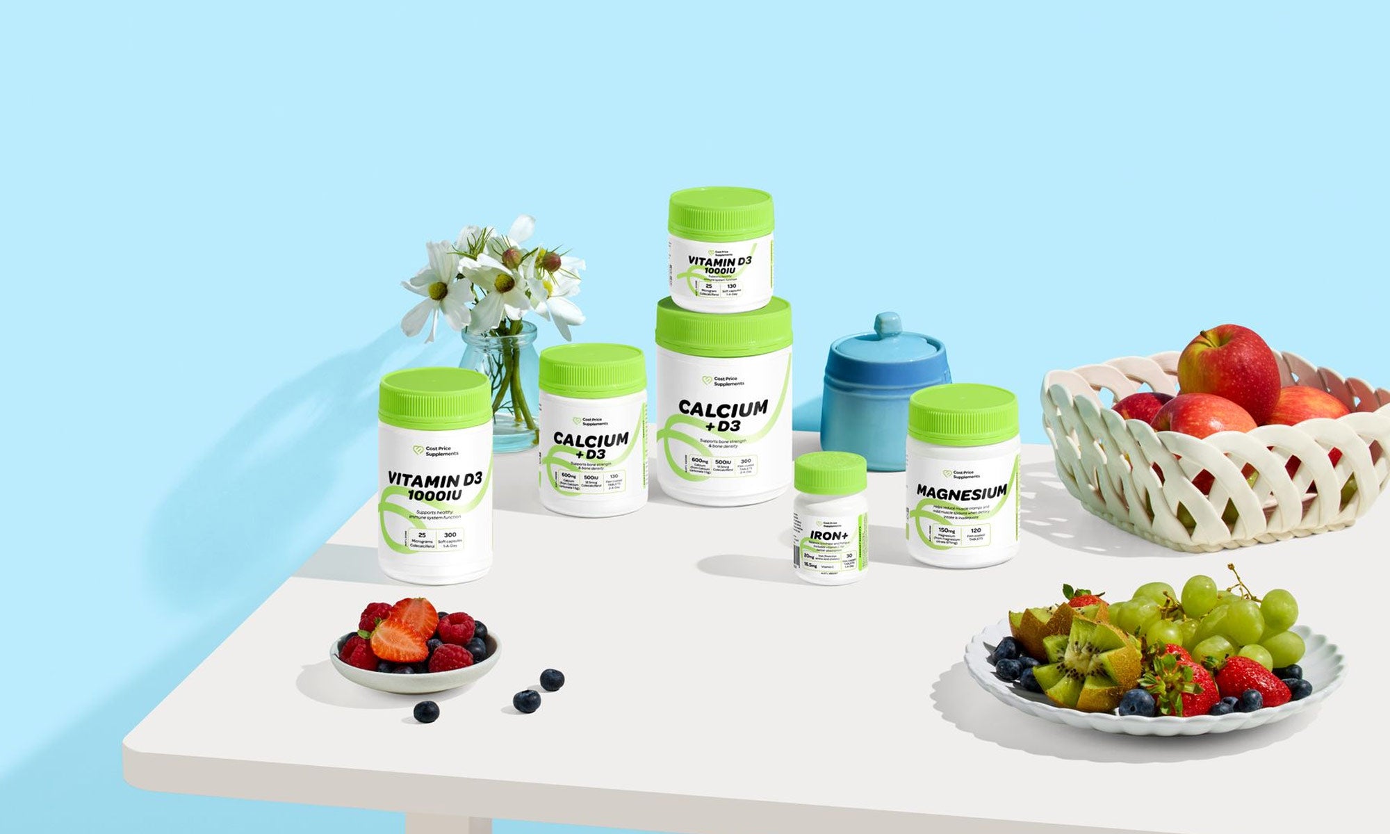 CPS Vitamins on a table with a blue background