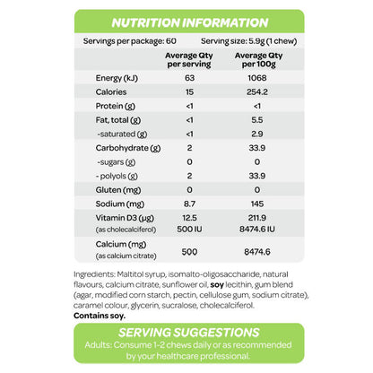 Calcium Chews by Cost Price Supplements Nutrition Information