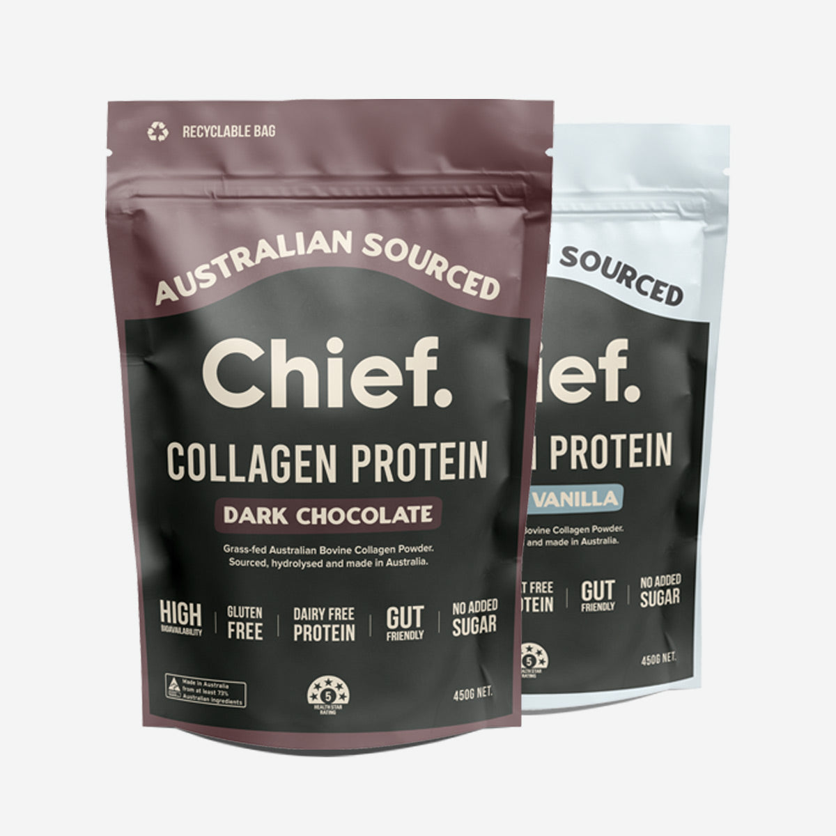 Chief Collagen Protein Dark Chocolate And Creamy Vanilla