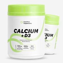 Cost Price Supplements Calcium + Vitamin D3 Tablets – 300 and 130 tablets - calcium and vitamin D supplement to support bone strength, calcium absorption, muscle function, and daily nutritional support