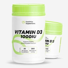 Cost Price Supplements Vitamin D3 Soft Gel Capsules – 300 and 130 capsules -high-strength vitamin D supplement to support bone health, calcium absorption, immune function, and everyday wellbeing