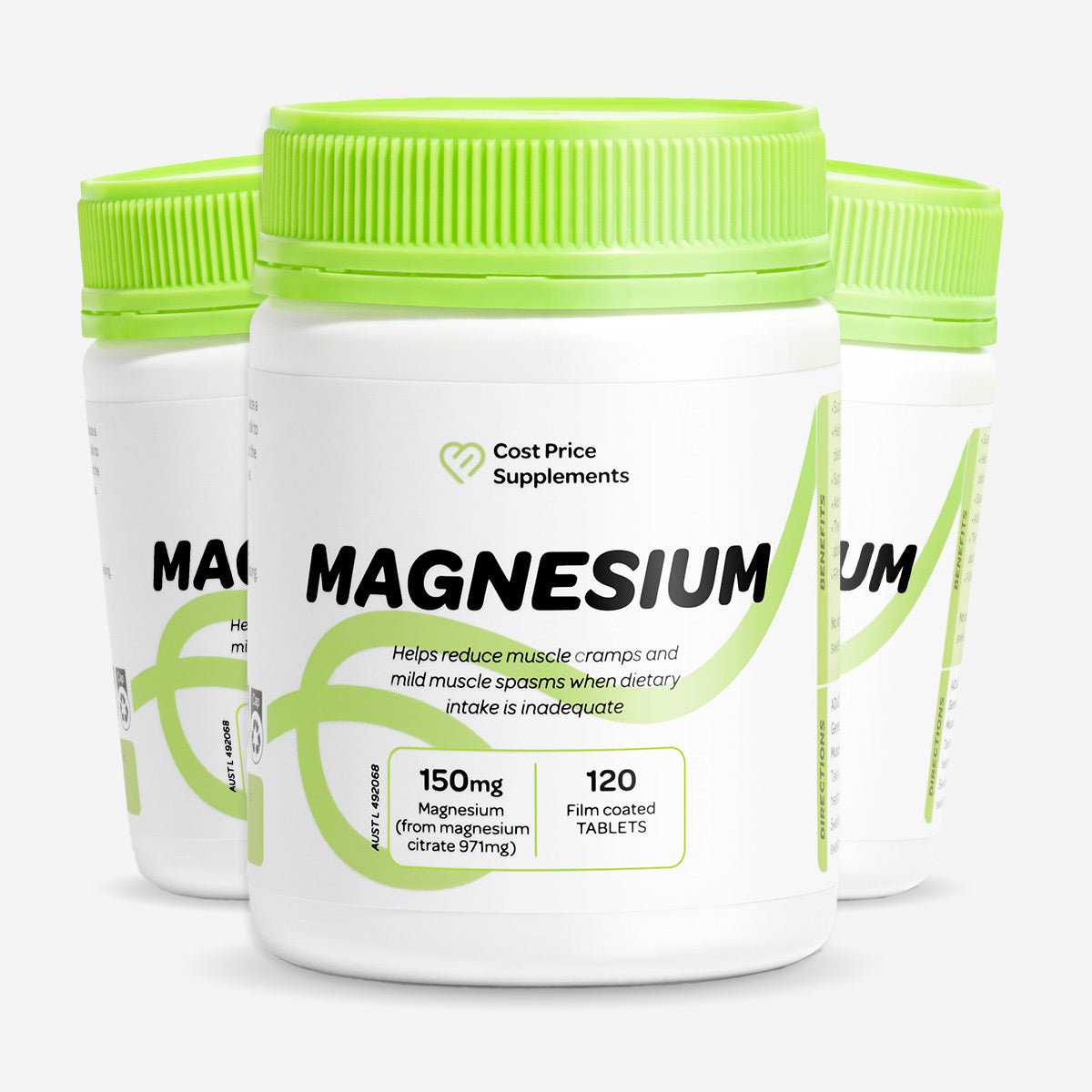 Cost Price Supplements Magnesium Tablets 3 units – high-strength magnesium supplement to support muscle function, relaxation, recovery, and everyday wellbeing