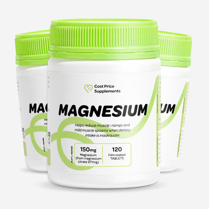 Cost Price Supplements Magnesium Tablets 3 units – high-strength magnesium supplement to support muscle function, relaxation, recovery, and everyday wellbeing