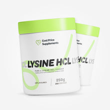 Cost Price Supplements L-Lysine HCl Powder 250g – pure unflavoured amino acid supplement for protein synthesis support, collagen formation, immune health, and everyday wellness