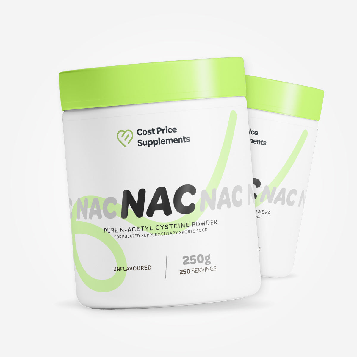 Cost Price Supplements NAC Powder 250g – pure unflavoured N-Acetyl L-Cysteine supplement for antioxidant support, glutathione production, cellular health, and everyday wellness