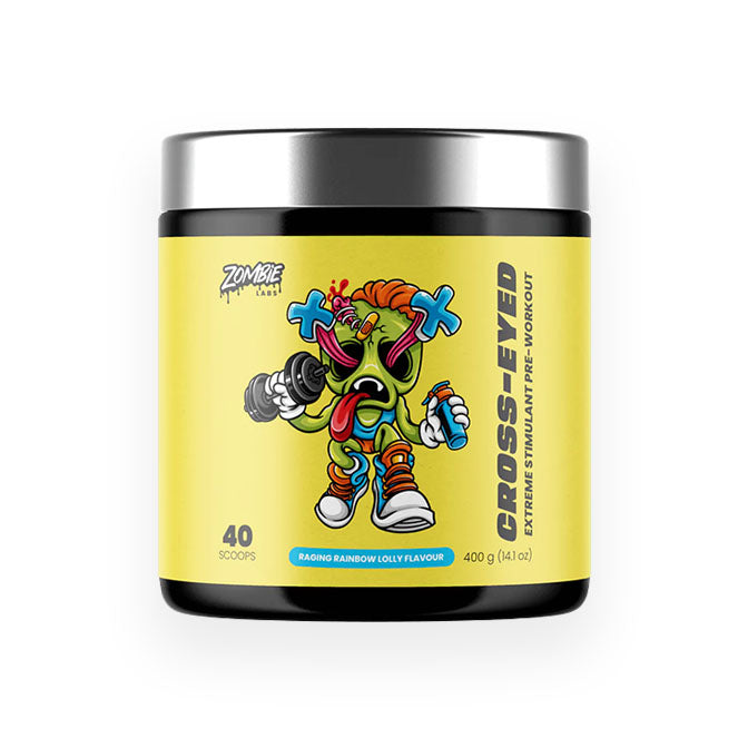 Zombie Labs Cross Eyed Pre Workout 40 scoops Raging Rainbow Lolly flavour