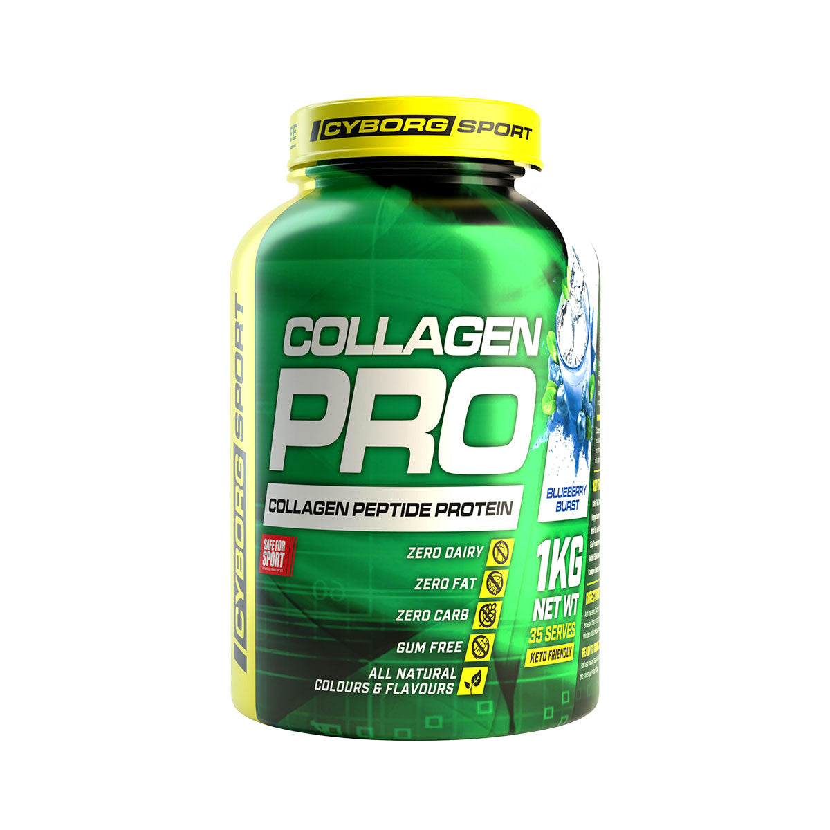 Cyborg Sport Collagen Pro (collagen peptide protein) 35 serves 1kg Blueberry Burst Flavour