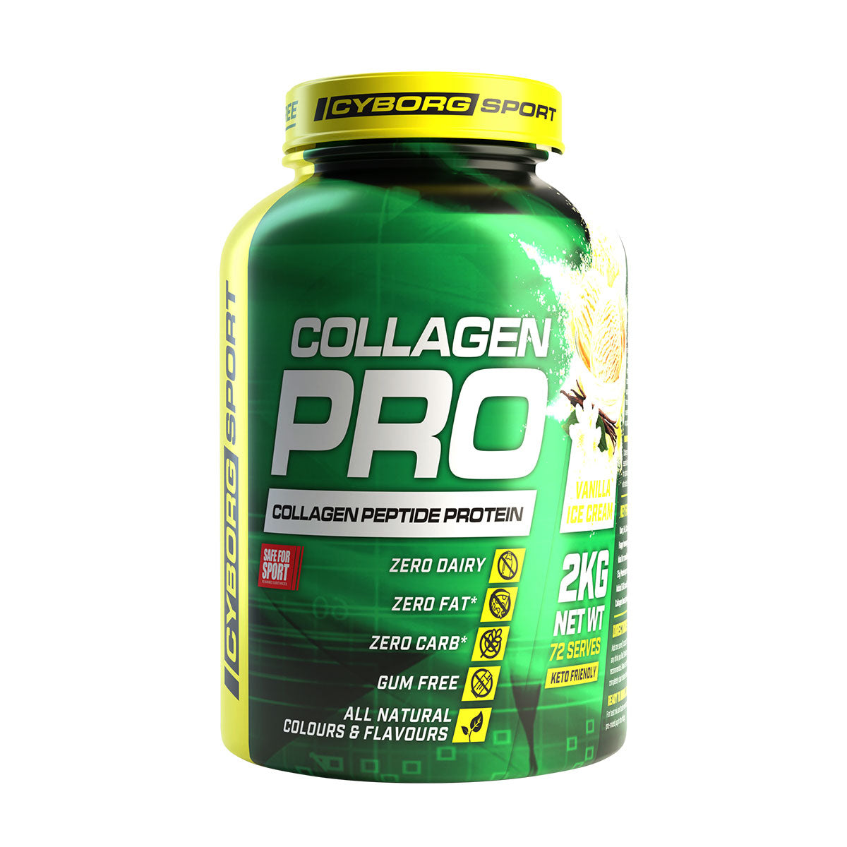 Cyborg Sport Collagen Pro (collagen peptide protein) 90 serves 2kg Vanilla Ice Cream Flavour