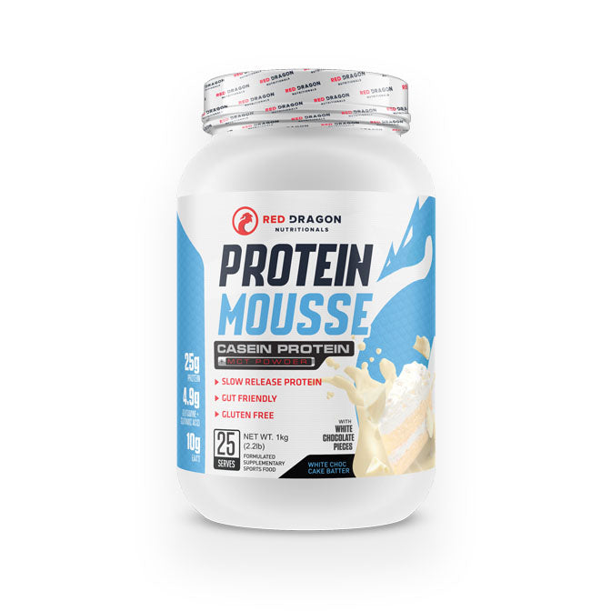Red Dragon Nutraceuticals Protein Mousse (Casein Protein) 25 serves 1kg - White Choc Cake Batter Flavour