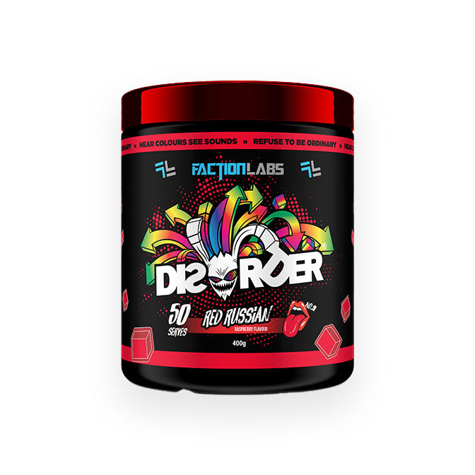 Faction Labs Disorder Preworkout 50 serves 400g Red Russian Raspberry Flavour