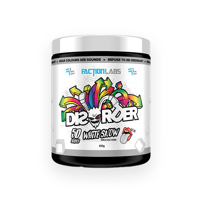 Faction Labs Disorder Preworkout 50 serves 400g White Snow Vanilla Cola Flavour