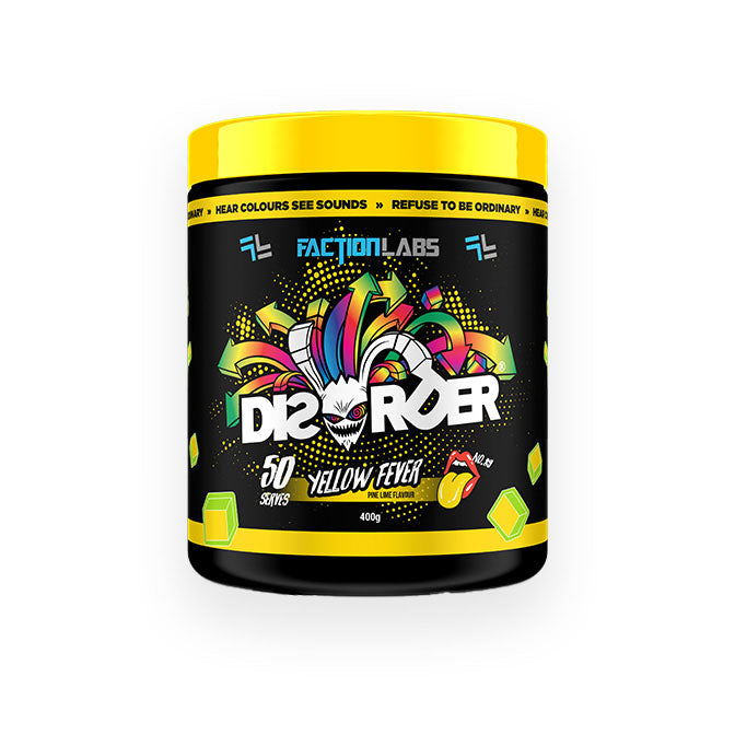 Faction Labs Disorder Preworkout 50 serves 400g Yellow Fever Pine Lime Flavour