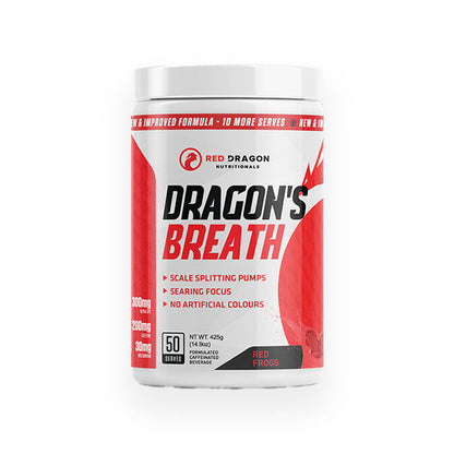 Red Dragon Nutraceuticals Dragon's Breath Preworkout 50 serves 475g - Red Frogs Flavour