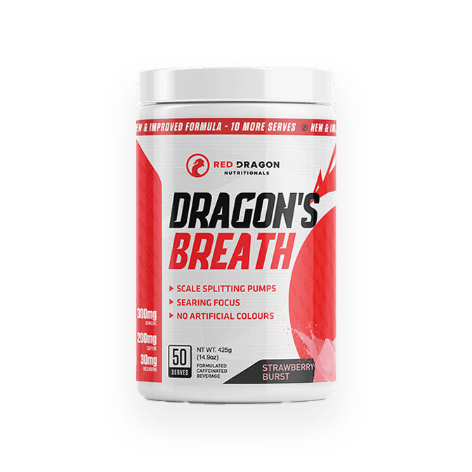 Red Dragon Nutraceuticals Dragon's Breath Preworkout 50 serves 475g - Strawberry Burst Flavour